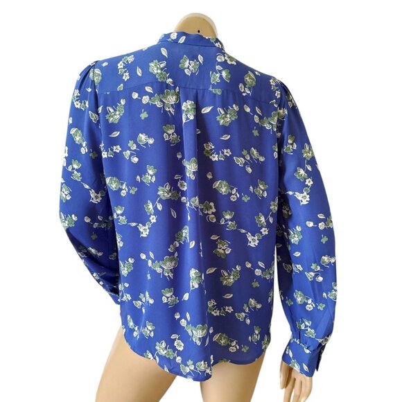 J CREW Womens Size Medium Tie Neck Long Sleeve Floral Print Button Front Shirt - Picture 4 of 8